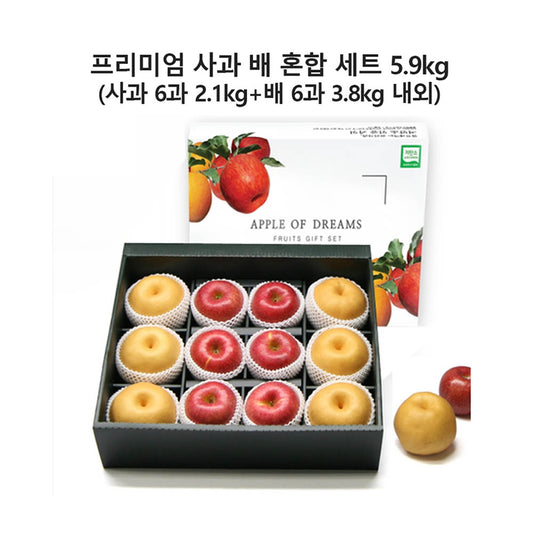 [과일선물] 해나리 프리미엄 사과 배 혼합세트 5.9kg (사과6과+배6과내외)