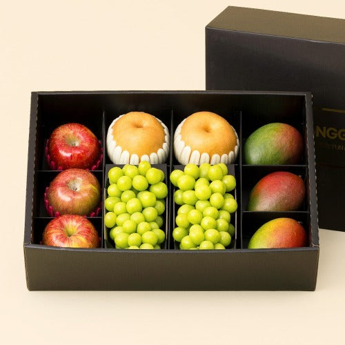 [총각네][BLACK_F] 샤인배 혼합 과일 선물세트 1호 5.1kg 내외 (사과 3+배 2+애플망고 3+샤인머스캣 2)