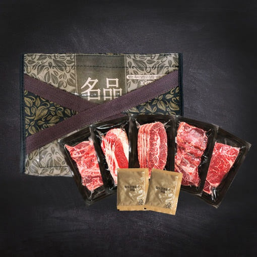 [명절선물세트] 부담없는 소고기 모둠 선물세트 1kg  (갈비+살치+토시+부채+우삼겹/각 200g)
